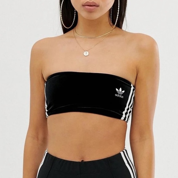 adidas Tops - adidas Black Bandeau with White Stripe Accents